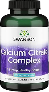 Swanson Calcium Citrate Complex Bone Muscle Nerve Health Blood Pressure Support Mineral Supplement 250 mg Calcium (from Citrate & Carbonate) 100 Capsules