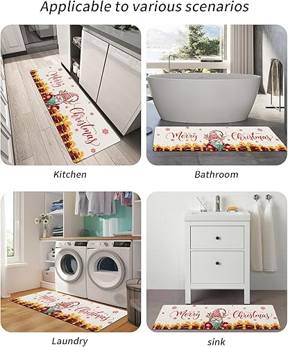 Miniatura 10 de Tapete de baño de gnomos de Navidad para bañera, tapete antideslizante de secado rápido y absorbente, tierra de diatomeas para fregadero de ducha,
