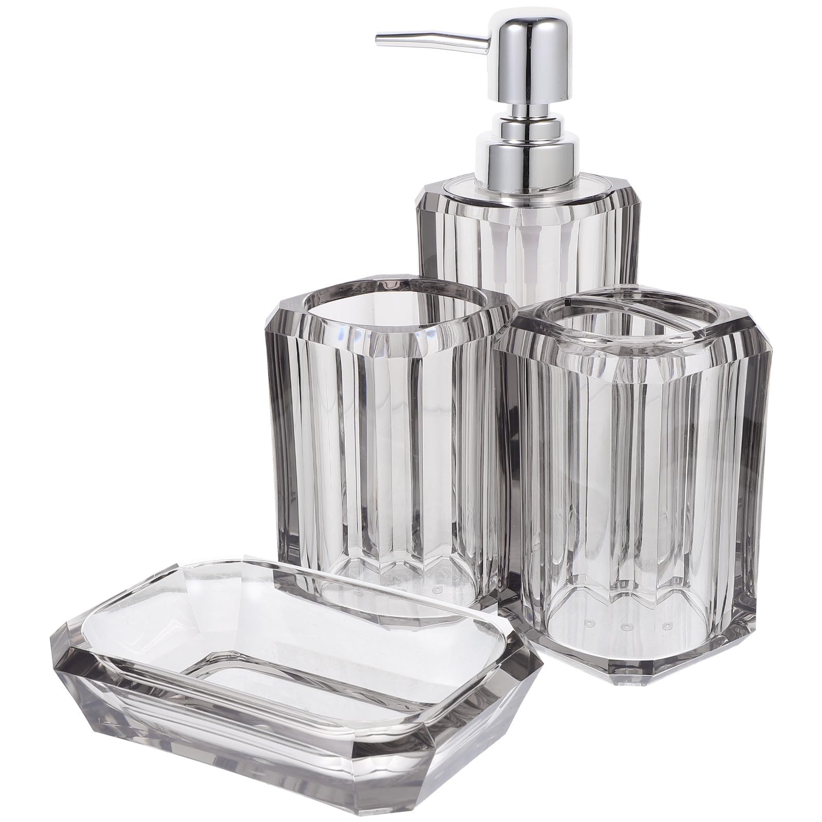 Jabonera Soporte para Cepillo de Dientes para Mantener el Baño Ordenado Juego de Accesorios para Baño Acrílico Elegante de 4 Piezas Dispensador de Jabón