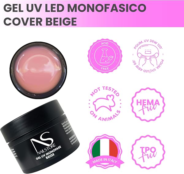 Nail Store - Gel UV LED Costruttore Monofasico Cover Beige – Builder Camouflage - Media Densità - Autolivellante – Facile Lavorabilità – Adatto per Ricostruzione Unghie e Refill (30 g) - 3