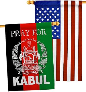 Pray for Kabul House Flag Pack Support Afghanistan Stop War Taliban NATO United States Biden Stand Soldiers Applique Decoration Banner Small Garden Yard Gift Double-Sided, Made in USA