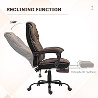 Vista 4 de HOMCOM Silla de oficina ejecutiva con reposapiés, silla de escritorio ergonómica, silla giratoria reclinable con respaldo alto y altura ajustable
