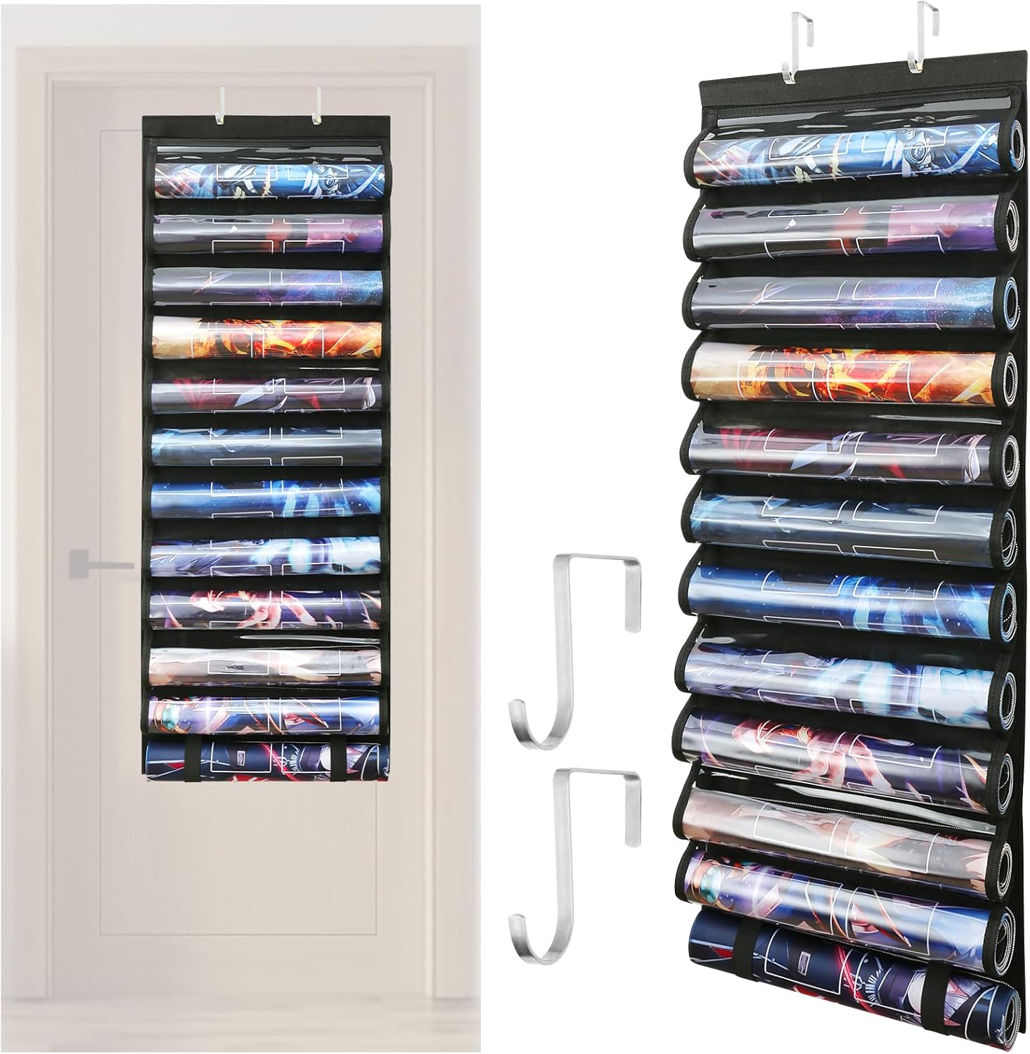 11+1 Playmat Tube Holderfor MTG with Tube Slot, Hangable Playmat Holder Storage Bag for 24"x14" Standard Mats Compatible with TCG/MTG，Fits 2.83" Tube & 65mm Rolled Mats