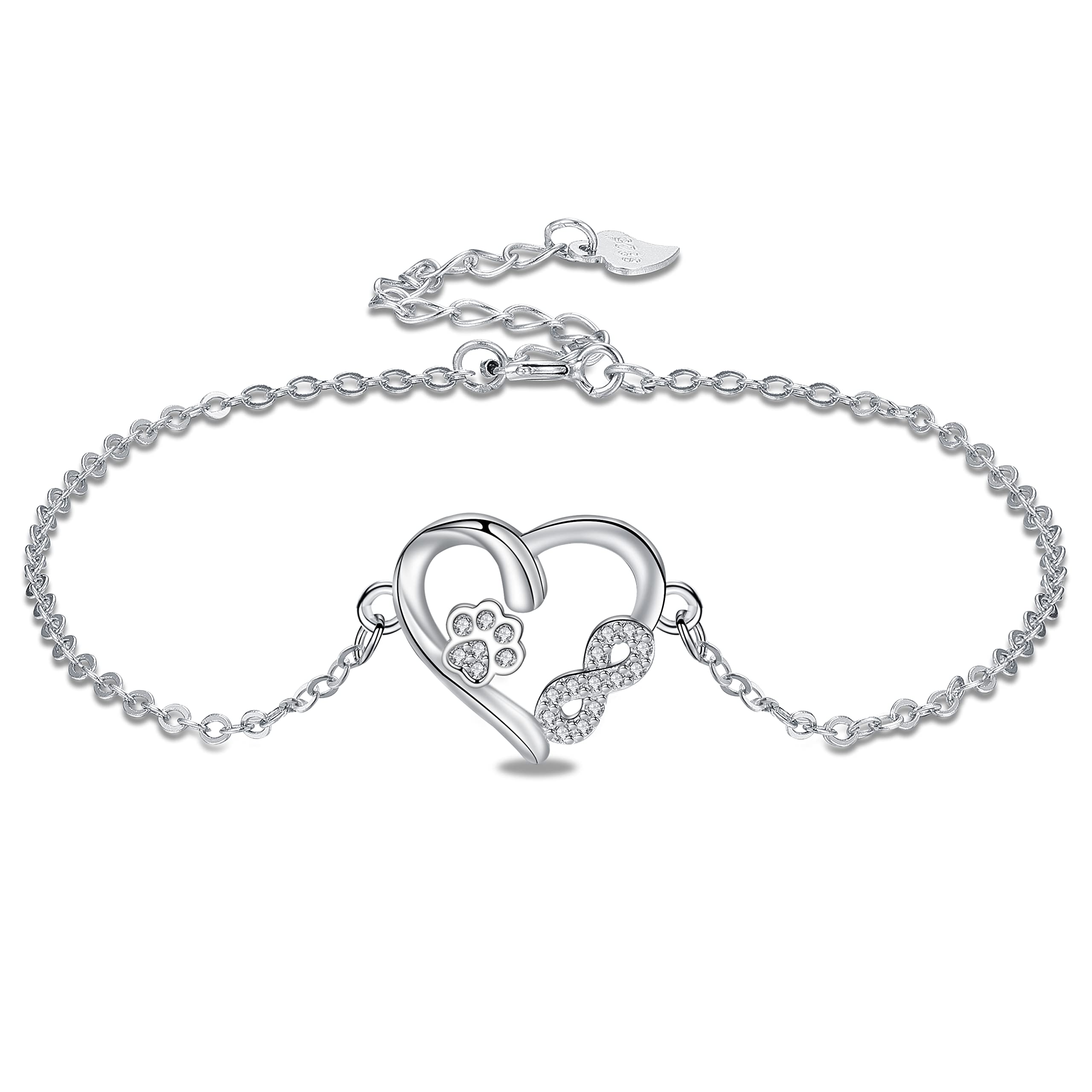 J.MUEN Pulseras Madre e Hija con Colgante de Corazon Mujer Plata de Ley 925 Pulsera con 3A Zirconio Mejor Amigo Regalo para Día de la Madre/Navidad/Cumpleaños