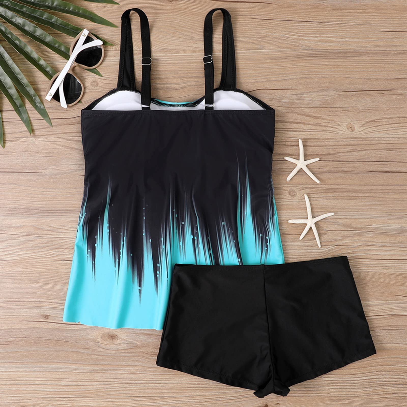 uxxnjfg Maillot De Bain Femme 2 Pieces Shorty Tankini Grande Taille Ensemble Maillot De Bain Taille Haute Amincissant avec Armature Ete Swimwear