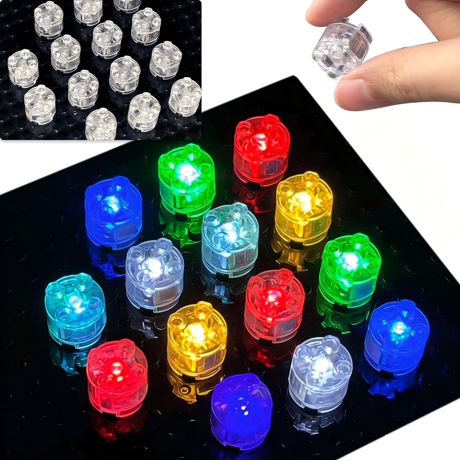 14PCS Light Up Bricks, LED Lights Bricks Accessories Kits, 2x2 2x3 Classic Transparent Parts Building Block Set, Compatible with Lego, Compatible with All Major Brands (2x2 Round) — image 1