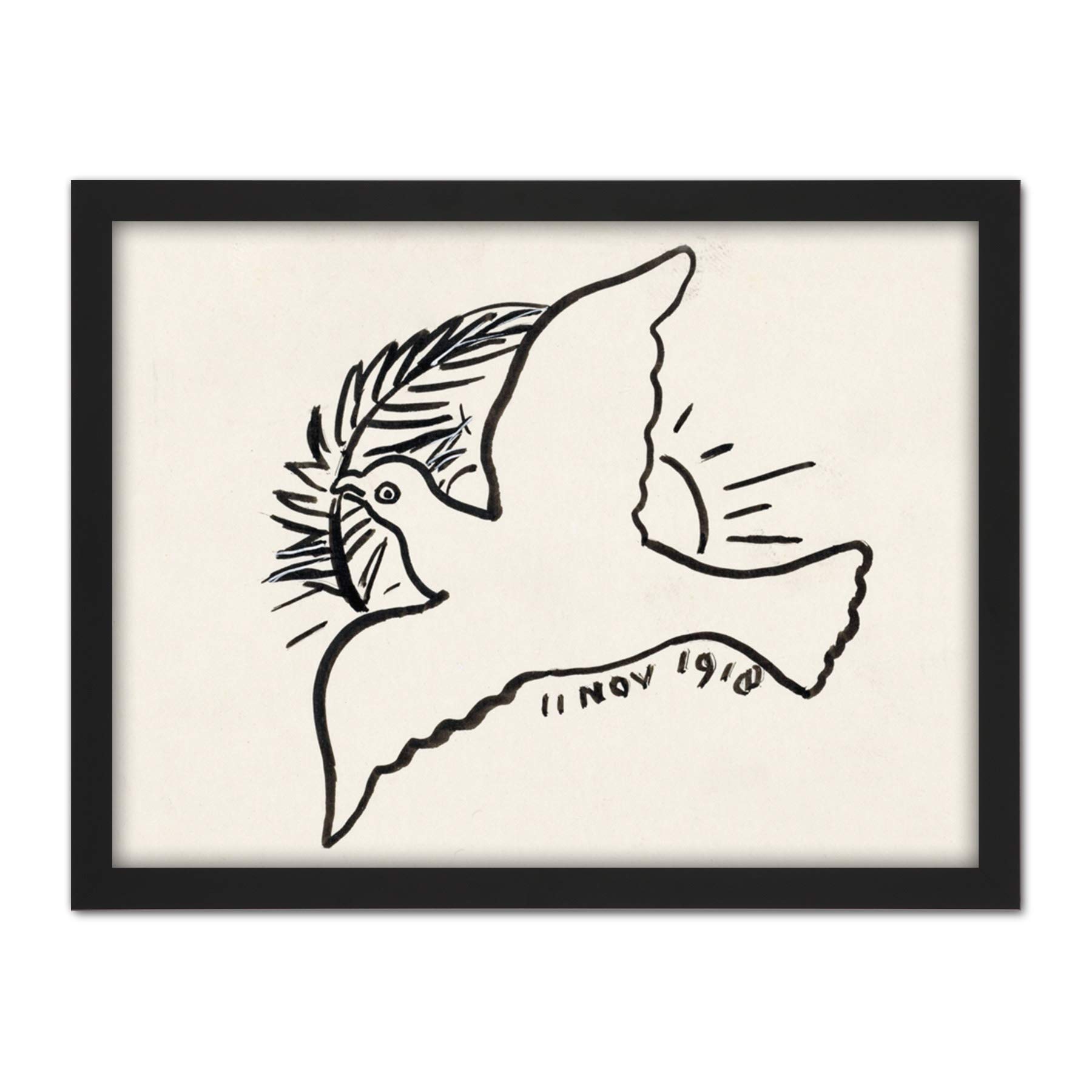 Artery8 Leo Gestel Peace Dove Branch 1918 Drawing Artwork Framed Wall Art Print 18X24 Inch