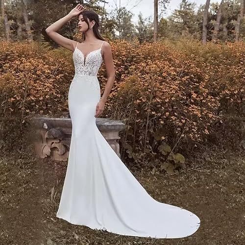 Miniatura 5 de Women Beach Wedding Dresses for Bride Mermaid Bridal Gowns for Bride Satin Lace Boho Bridal Dresses 2024