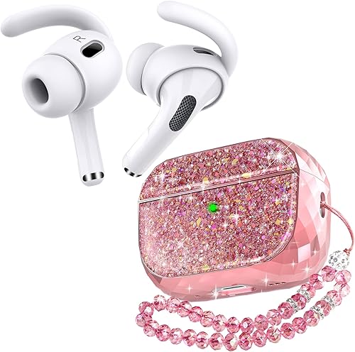 AhaStyle Ganchos para las orejas para AirPods Pro 2 y funda de lujo para Airpods Pro 2