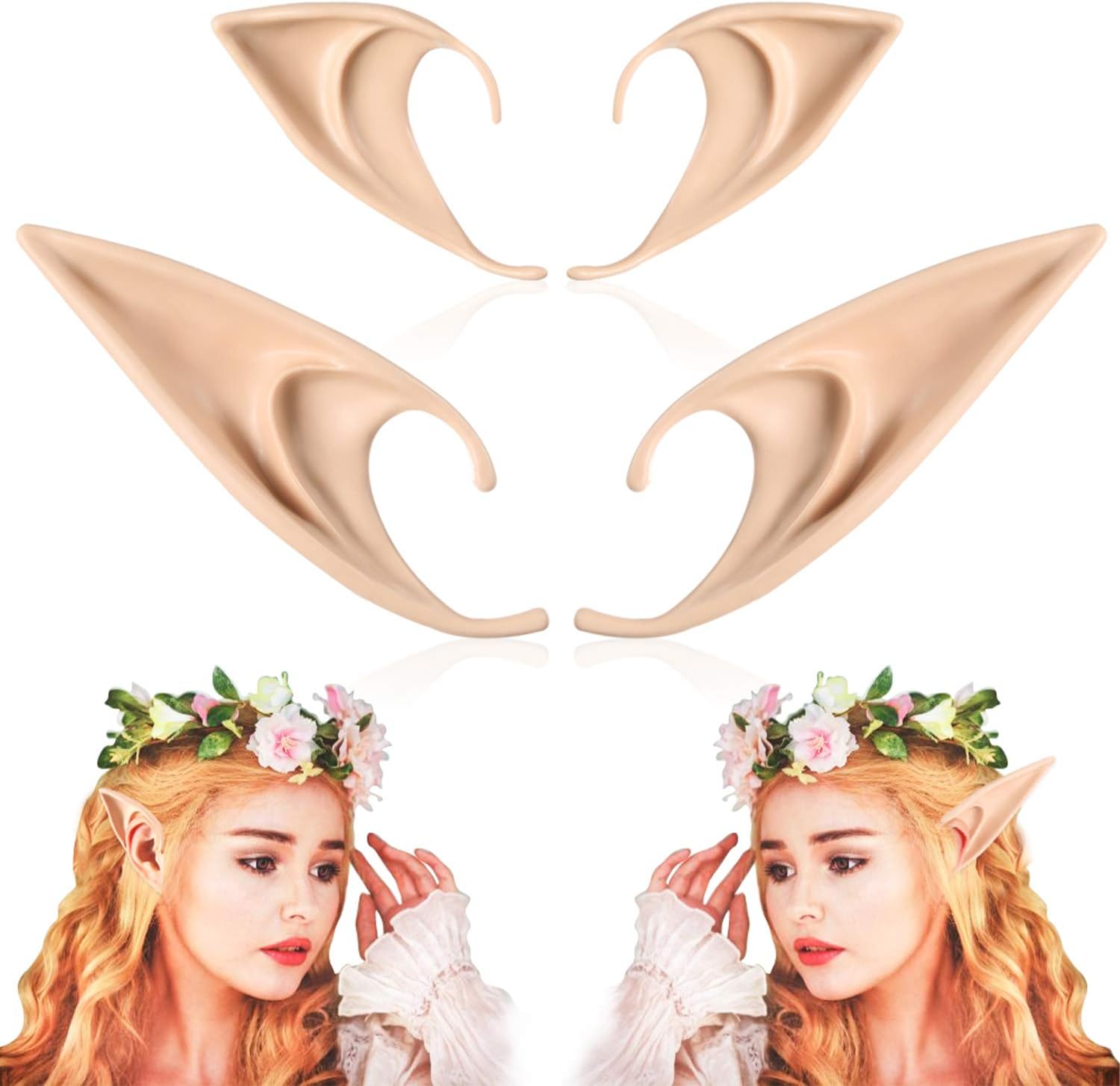 Elf Ears Soft Pointed Ears Tips Costume Makeup Anime Party Dress Up Silicone Fake Ears