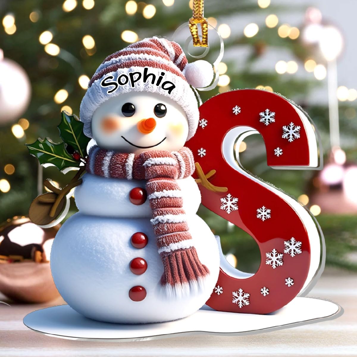 Joymade Personalized Acrylic Ornament for Women, Men, Grandma, Bestie (Snowman Merry Christmas) - Image 5