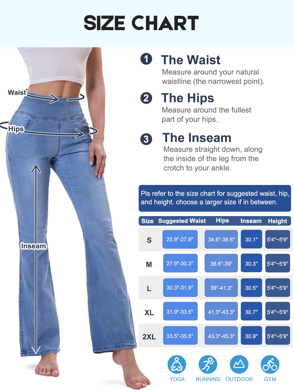 Vaqueros Elásticos Mujer, Jeans Campana Push Up Cintura Alta con Bolsillos Flare Pantalones de Mezclilla Legging