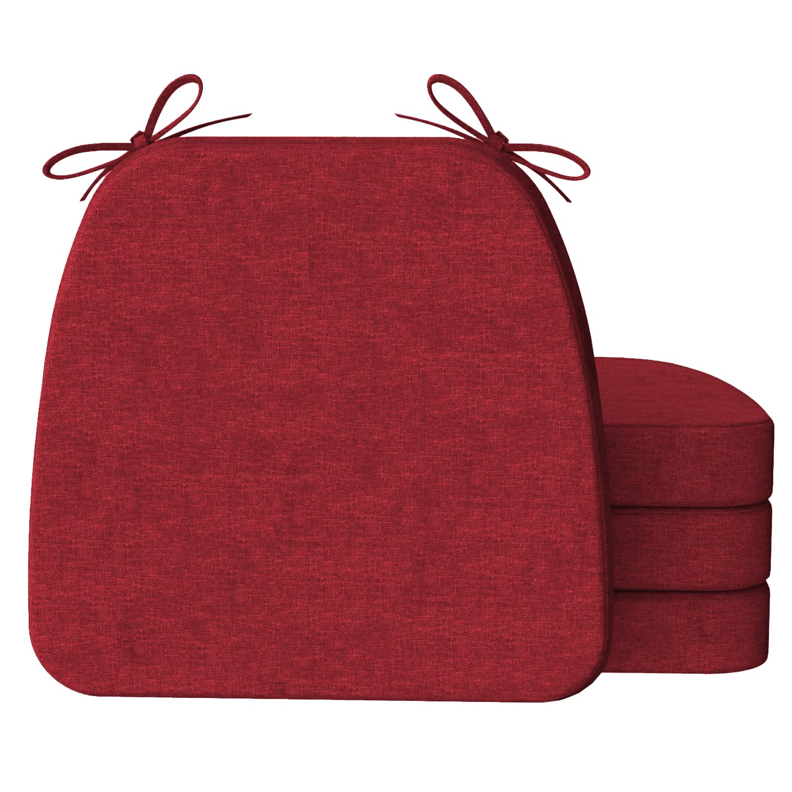 Coussin de chaise lavable antidérapant lot de 4 galette rouge vin 43cm
