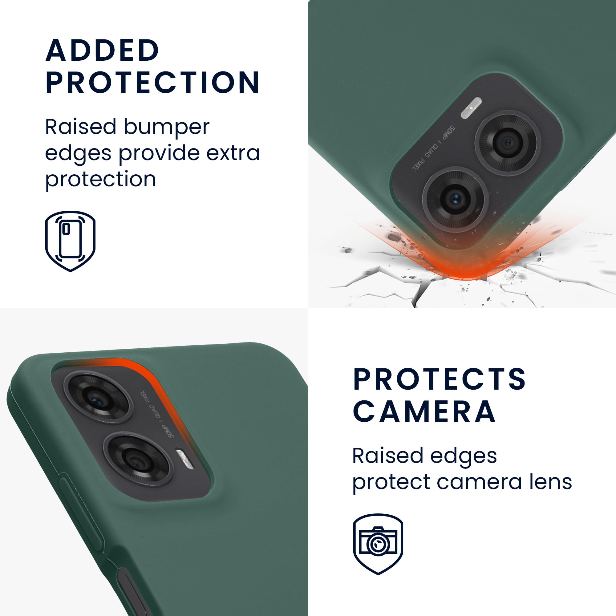 kwmobile Case for Motorola Moto G24 / E14 / G04 / G04s Case - Soft Cover - Shockproof Silicone - Wireless Charging Forest Green - Image 3