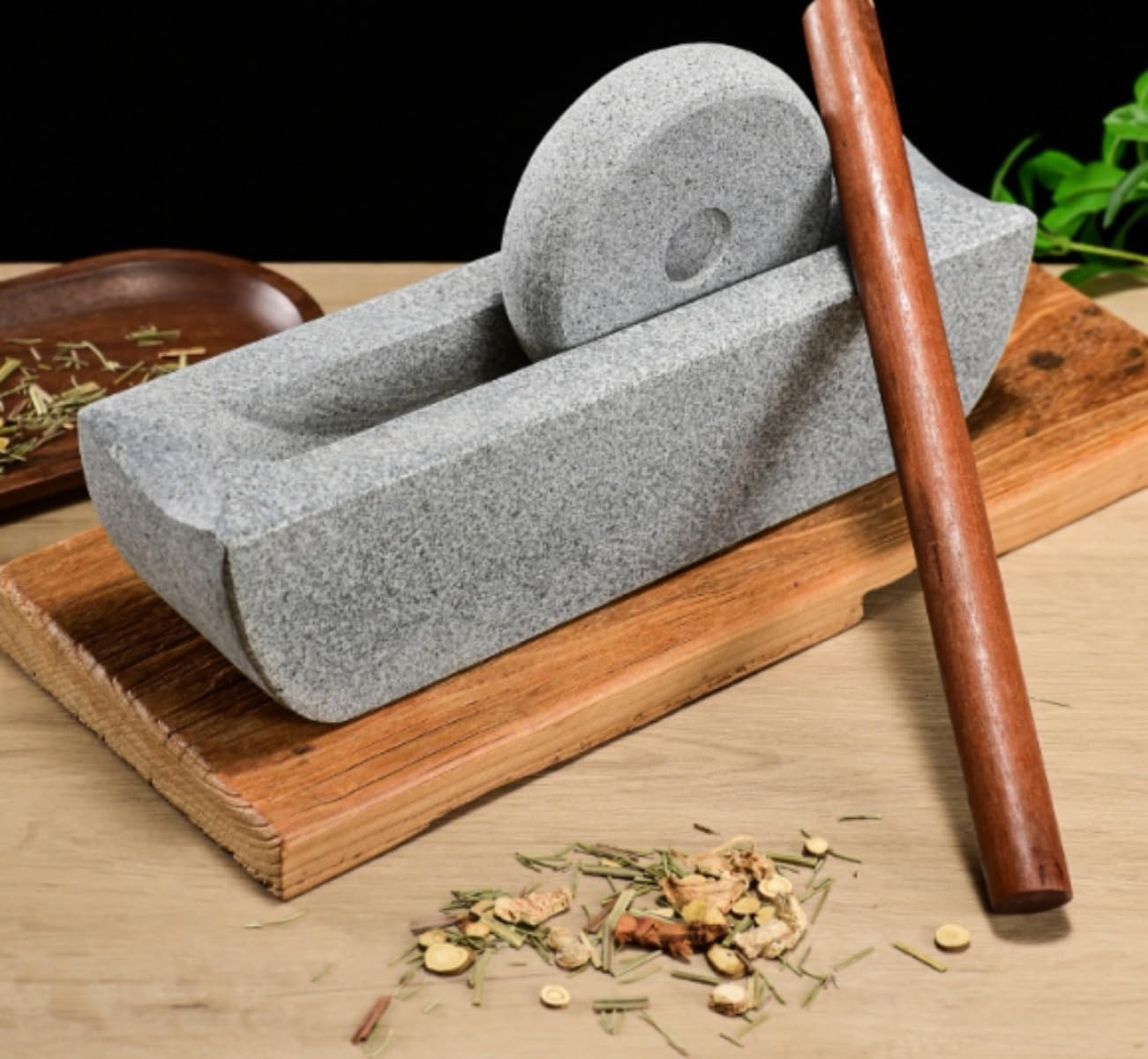 Amazon.co.jp: Qfmr 石臼 セット 乳鉢 石花崗岩 うす すり鉢ハーブ