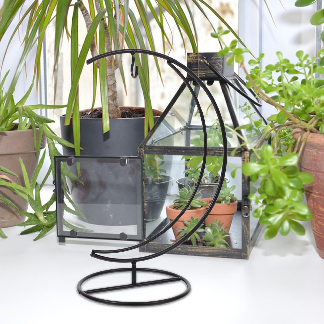 PRETYZOOM Supporto Pensile in Ferro Per Ornamenti Decorativi Con Gancio Per Piante Sospese E Globo in Vetro Stand Espositivo Per Casa Ufficio Eventi 10X4.9X4.9 Pollici