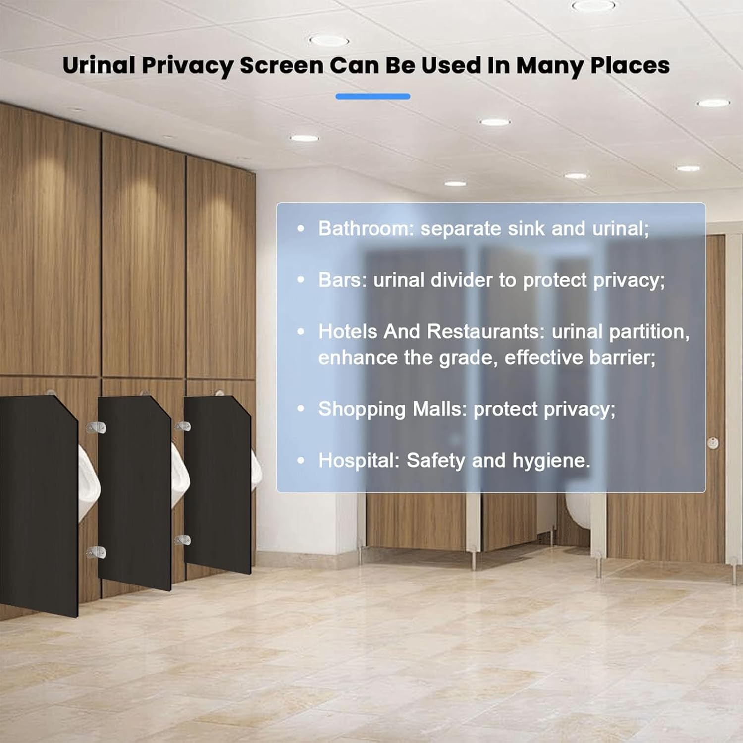 Urinal Partition - Wall-Mounted Men's Privacy Screen for Restrooms, Public Toilet Protection Divider Toilet Partition for Schools, Kindergartens, Public Places, Shopping Malls (Black 1pack)
