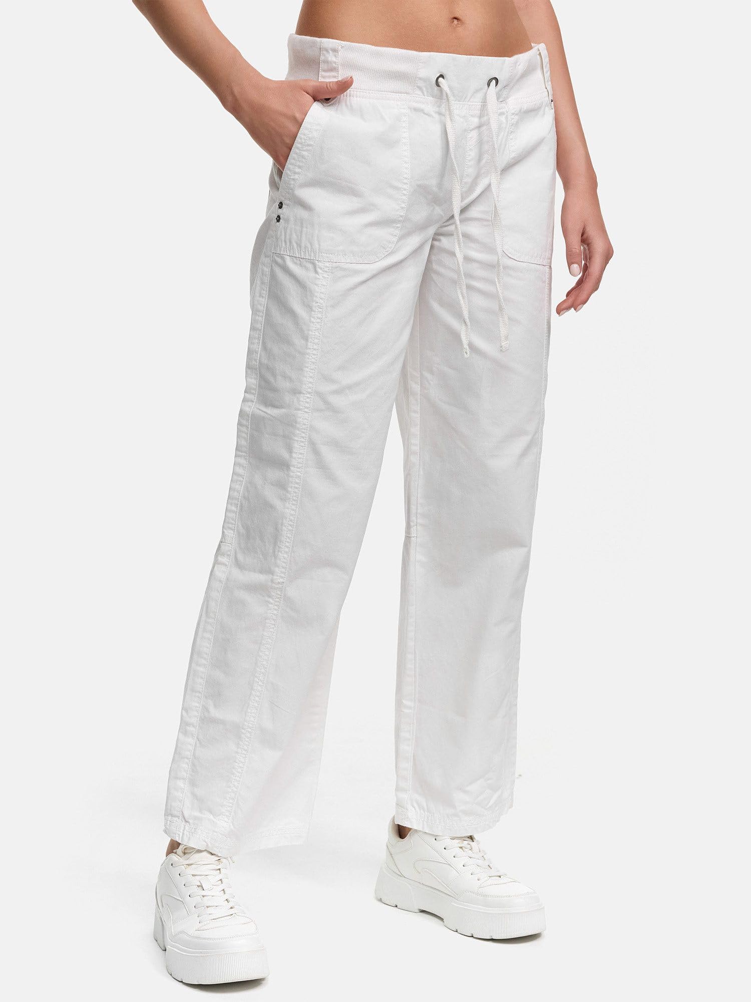 Tazzio Spodnie materiałowe damskie spodnie Straight Fit Chino Wide Leg Regular F601