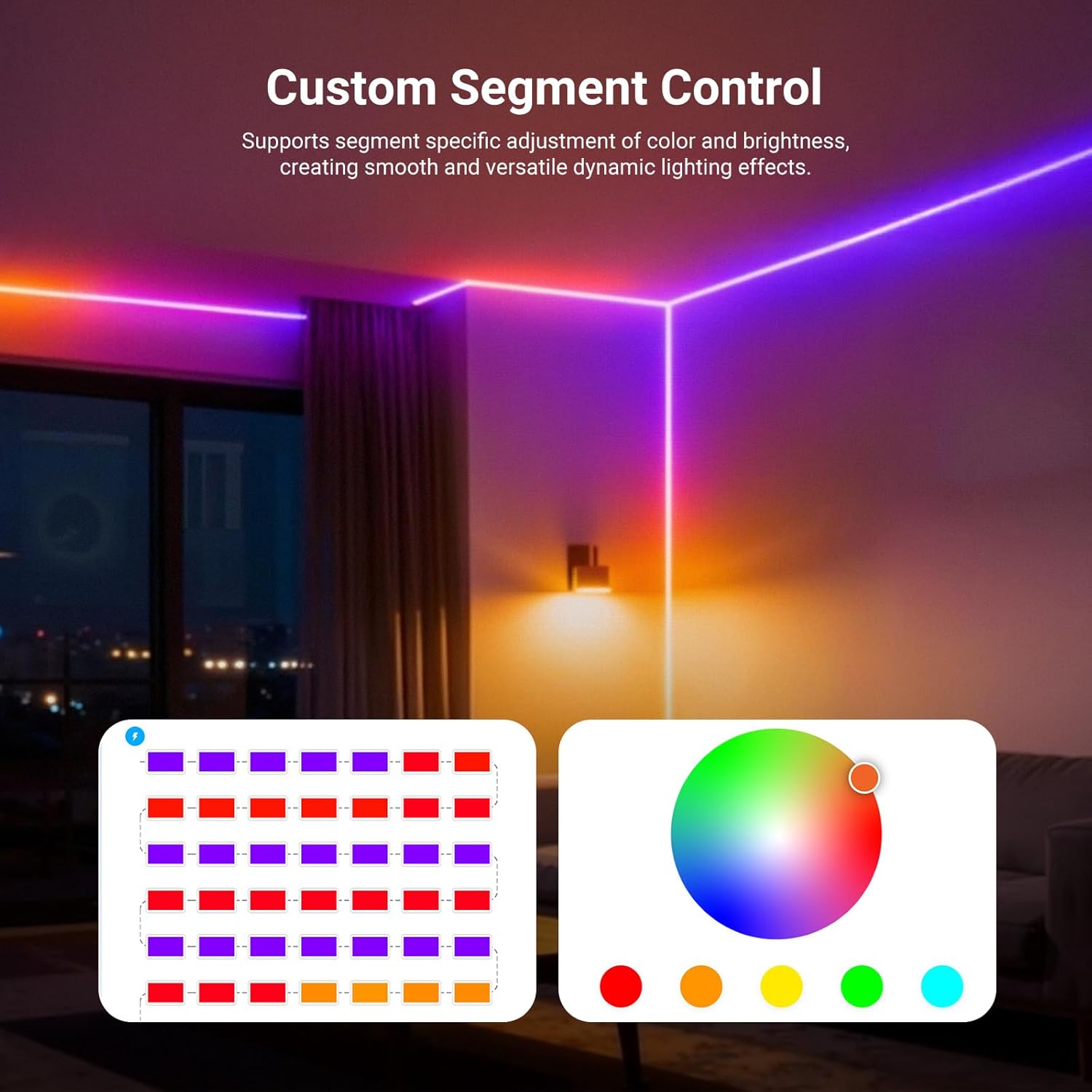 NEEWER 9.84ft/3m LED Strip Lights Front Lit, Smart AI RGB Cuttable Neon Rope Light, App Control Color Changing, Bedroom Gaming Room Home Indoor Wall Decor, Compatible with Google Assistant Alexa, NS01