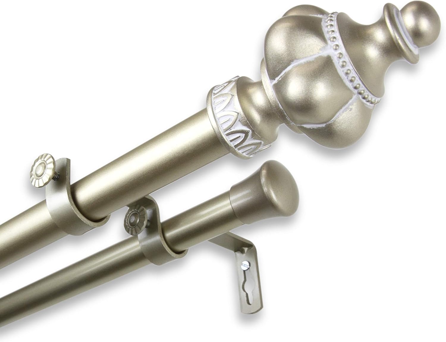 Revel 1 inch Diameter Adjustable Double Curtain Rod Mahogany 66 to 120 inches Brown Finish