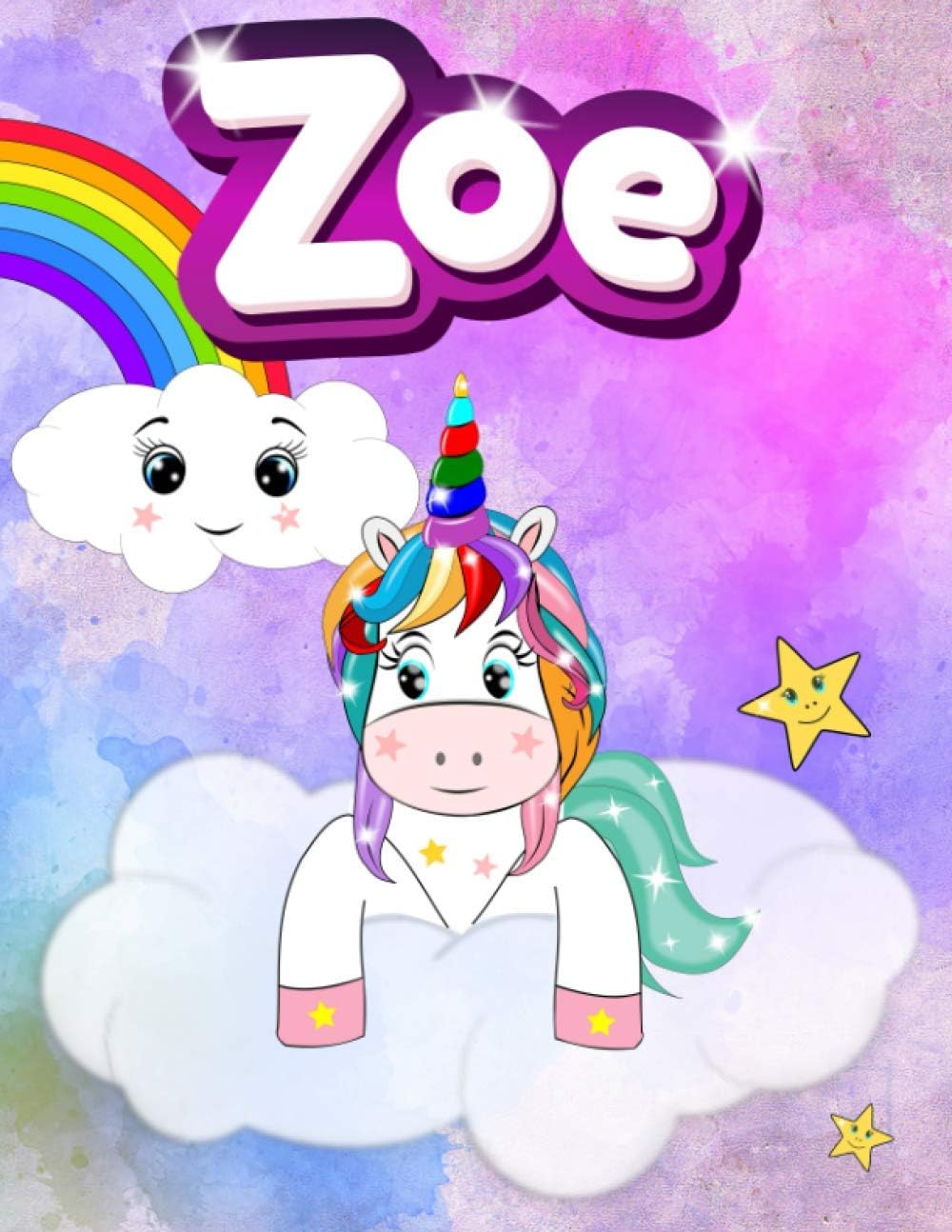 Quaderno con Unicorno - Zoe: Quadernone con Unicorno ed Arcobaleno per Bambine - Le Pagine sono numerate con righe, e circondate da disegni di ... Notebook per scrivere e fare i compiti