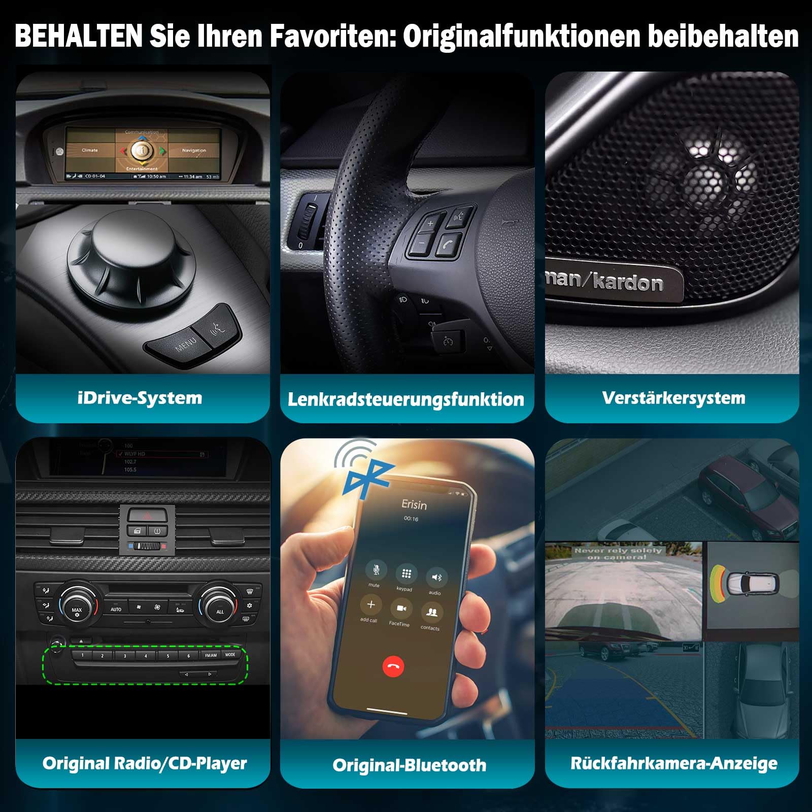 8,8" IPS Qualcomm 8 Kern 8GB RAM 128GB ROM Android 16 DAB+ Autoradio für BMW 3er E90 E91 E92 E93 5er E60 E61 6er E63 E64 2005-2008 CCC GPS Navigation CarPlay Android Auto WiFi USB Bluetooth SWC iDrive