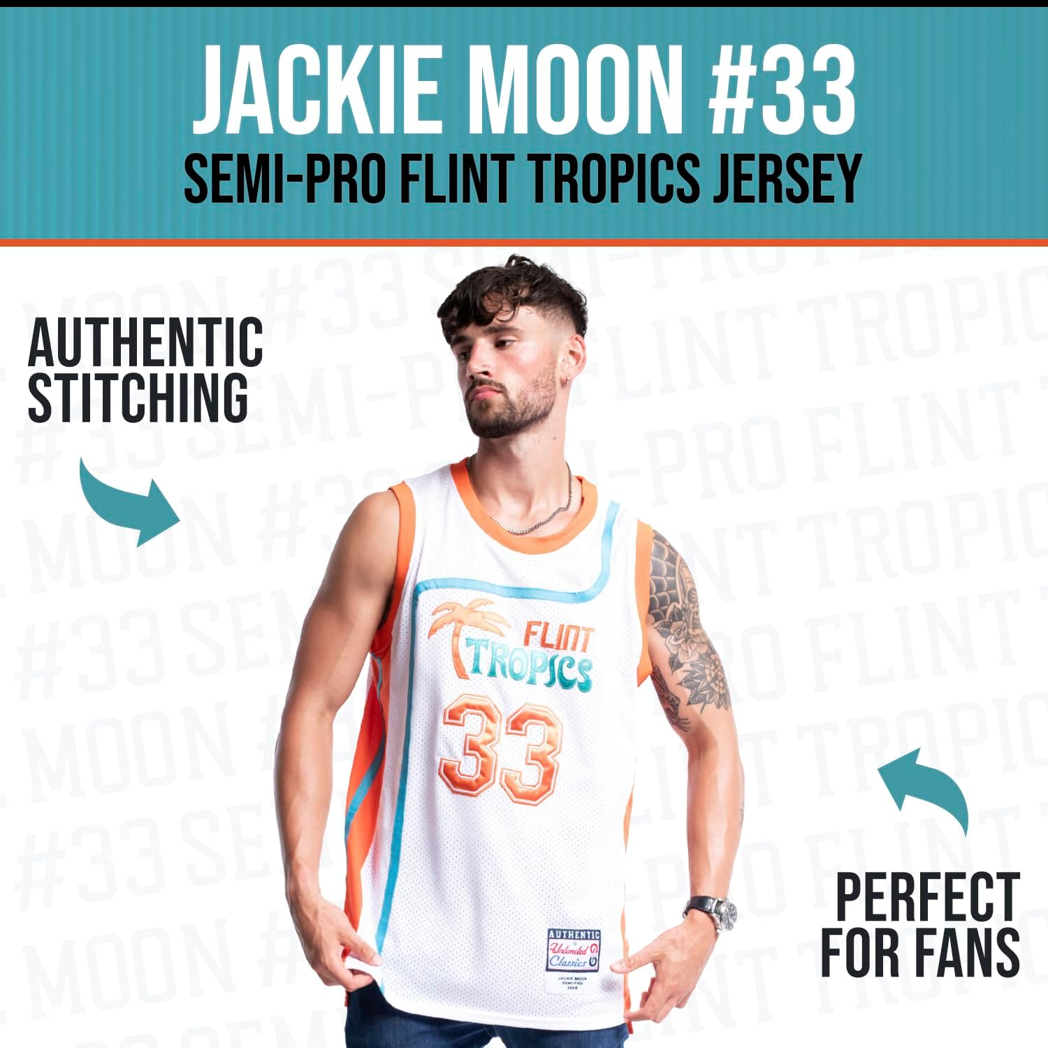 Flint Tropics Jackie Moon #33 Semi Pro 90s Hip Hop Clothes for Party Men Basketball Jersey Green White S-5XL - Image 2