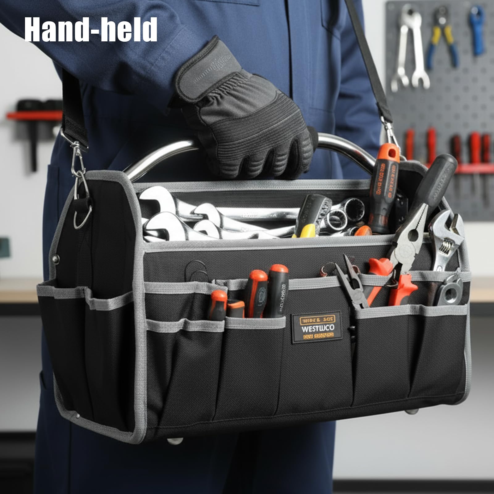 werkzeugtasche Werkzeugaufbewahrungsbox Geräumige Tasche mit mehreren Fächern, stabilem Griff und verstellbarem Schultergurt | Tragbare Werkzeugaufbewahrung für Profis | Geschenke für Männer