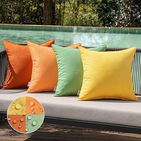Fall Throw Pillow Covers, Waterproof Outdoor Pillow Covers 18 x 18 Inches...