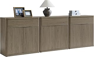 SICOTAS Buffet Cabinet with Storage - Accent Fluted Storage Cabinet with 6 Doors & 3 Drawers Sideboard Credenza Buffet Table Console Cabinets for Living Room Kitchen Dining Room Entryway Office