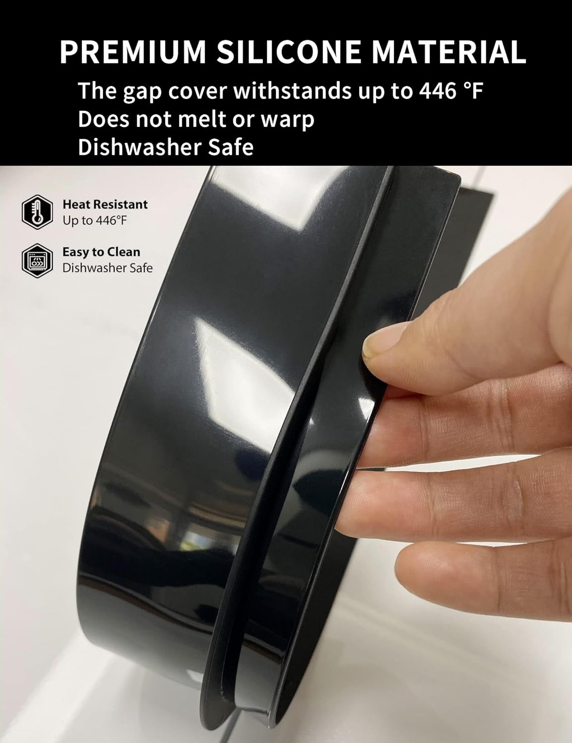 Donpearl Black Stove Gap Covers (2 Pack), Silicone Gap Filler for Stove and Counter, Oven Edge Side Gap Guards, Kitchen Range Crumb Catcher Strips between Stovetop and Countertop (21 inch Black)