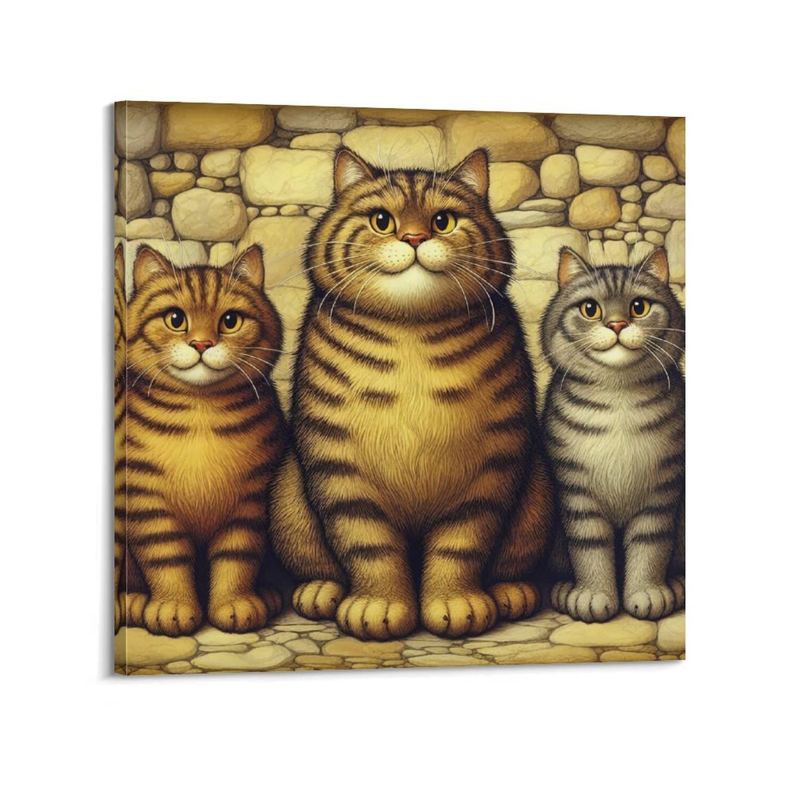 WZKTCL Animal Poster Stone Wall Trio Serenity Poster Decorative Painting Canvas Wall Posters And Art Picture Print Modern Family Bedroom Decor Posters 24x24inch(60x60cm)