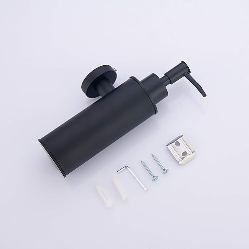 Miniatura 7 de BGL Dispensador de jabón de acero inoxidable 304 para montaje en pared, dispensador de líquido y jabón para cocina y baño (negro, cuadrado)