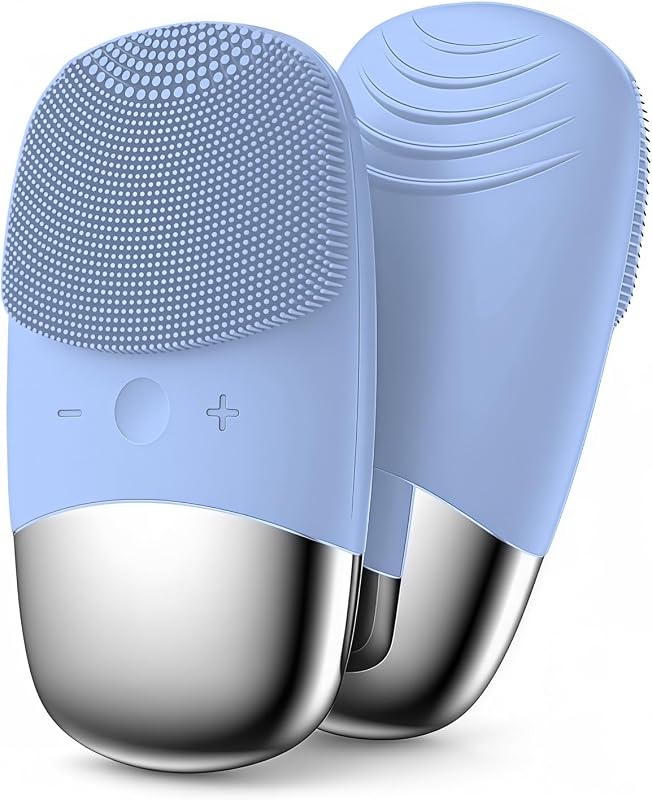 Escova elétrica de silicone para limpeza facial MEGAN MGFCB0102, 5 níveis, IPX7, Sky Blue