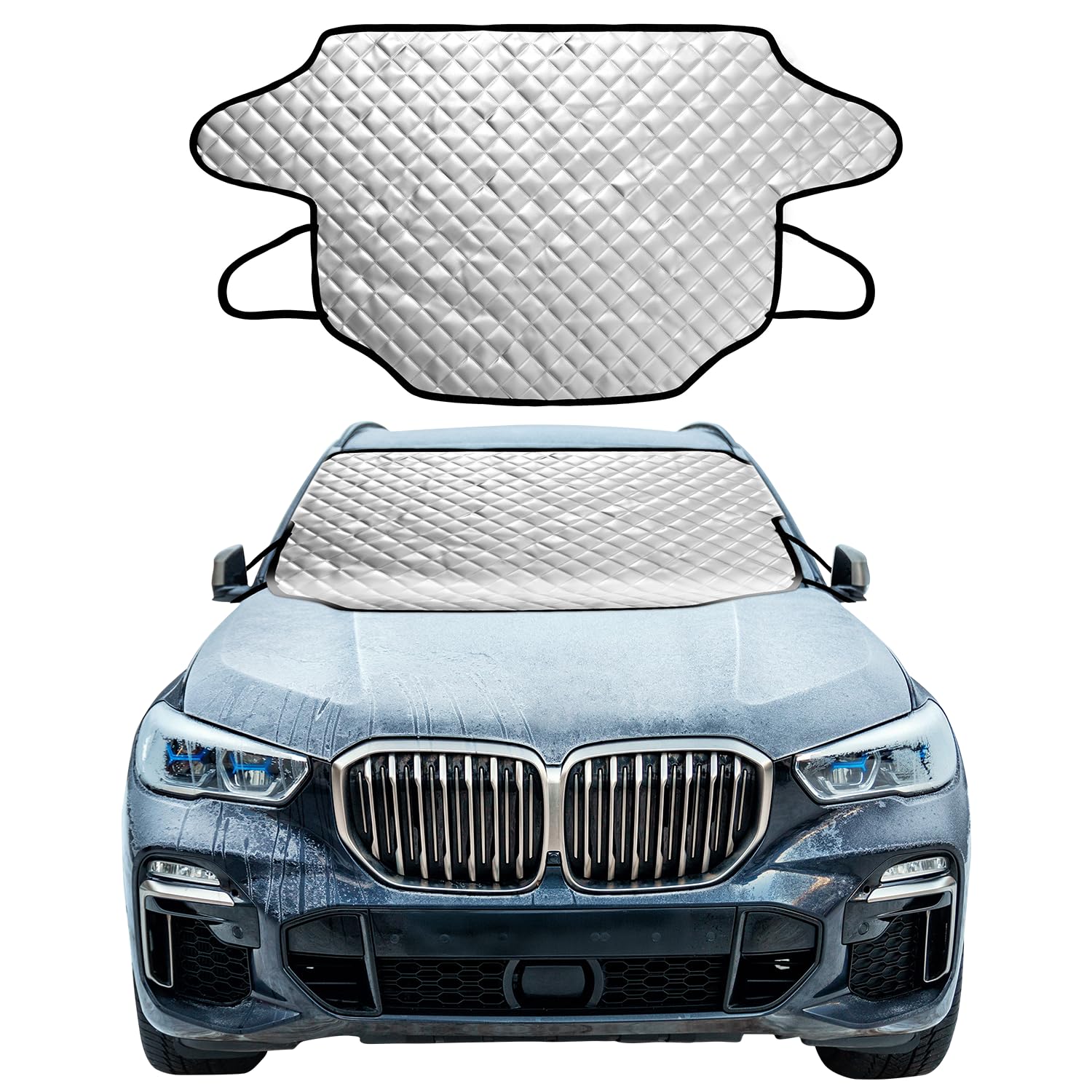 Copertura per parabrezza invernale pieghevole 195 x 125 cm per auto SUV protezione contro neve gelo polvere UV