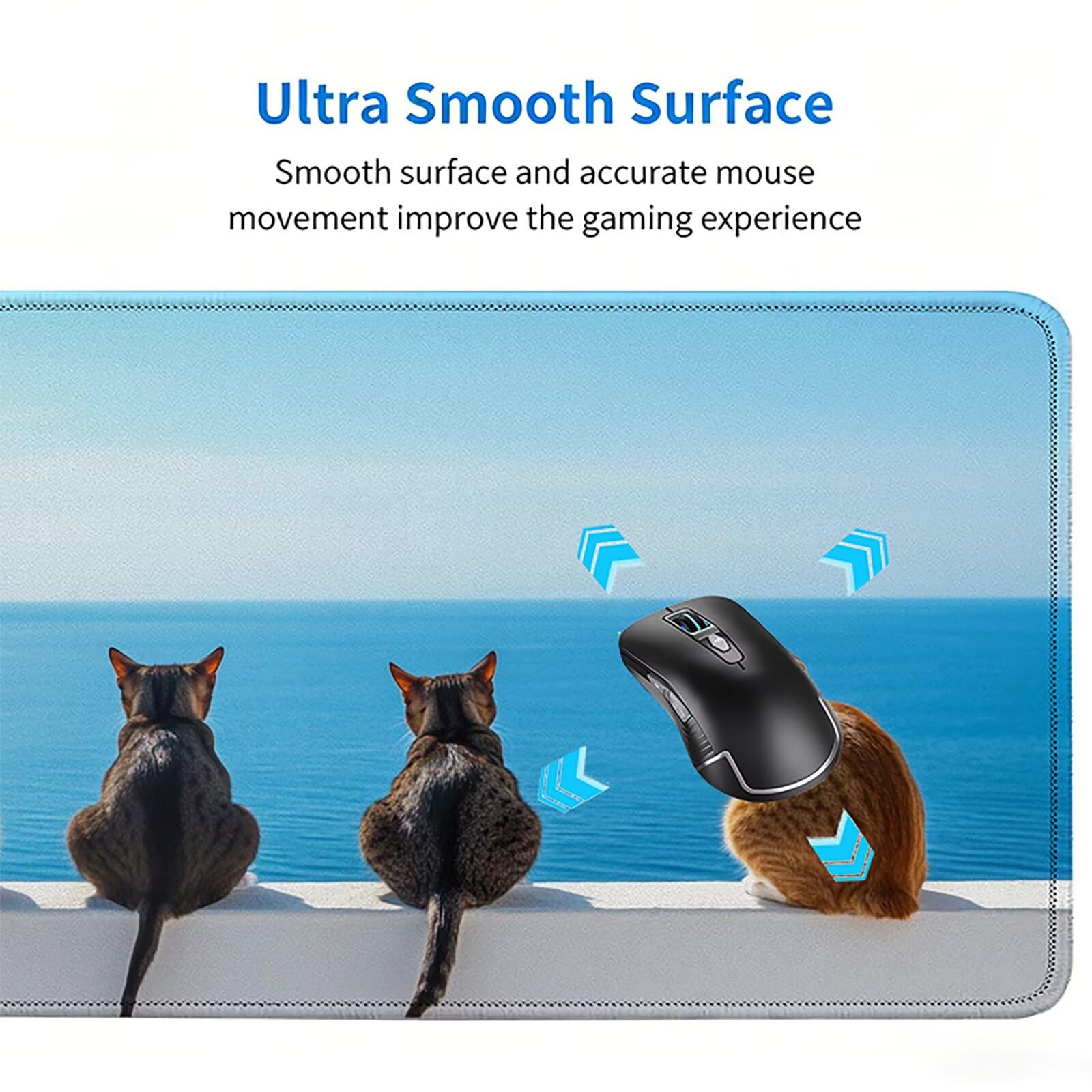 Tappetino Mouse Gaming, 1200x600mm Tappetino Mouse XXL spiaggia 0c0-248 | Mouse Pad Grande, Ottimizzato per i Sensori da Gioco, Migliora Precisione e Velocità, per Mac e PC, gatto