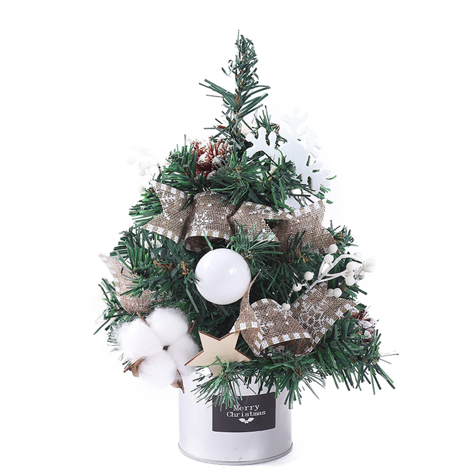 2 Mini Alberi Di Natale Artificiali Da Tavolo 20 Cm Con Decorazioni Blu