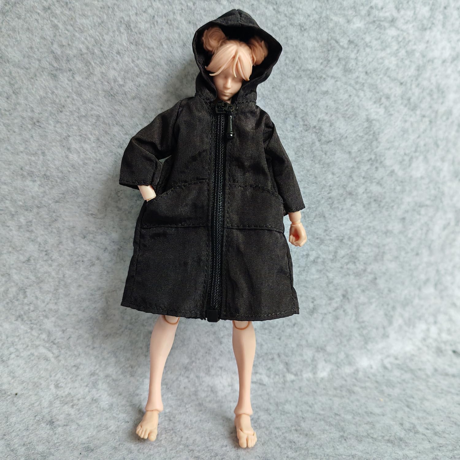 SSbeauty M 1/12 Scale Figure Clothes Long Coat for 1:12 6inch Female Action Figure Doll Clothes (Black)