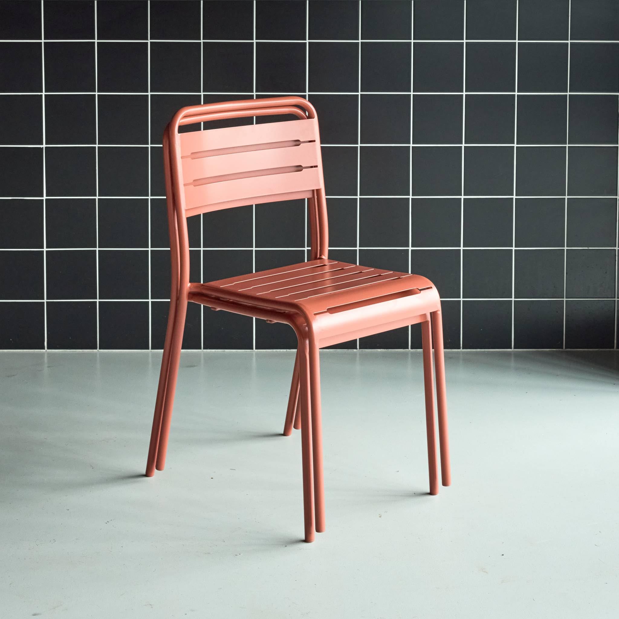 Alice's Garden - Lot de 2 chaises de Jardin Acier. 2 Places. Terracotta. Amelia. L44 x P52 x H79cm