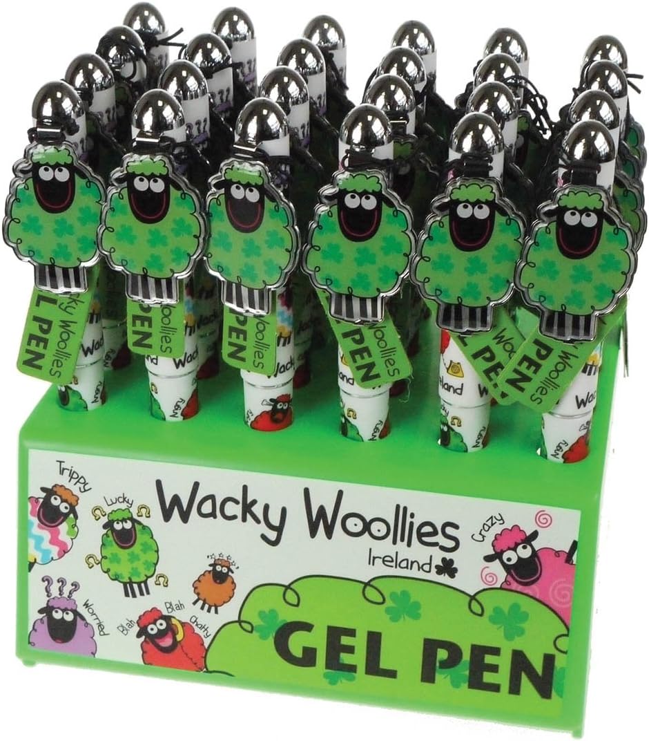 White Gel Pen With Multi-Coloured Wacky Woollies Sheep 1Cm Long And Black Ink