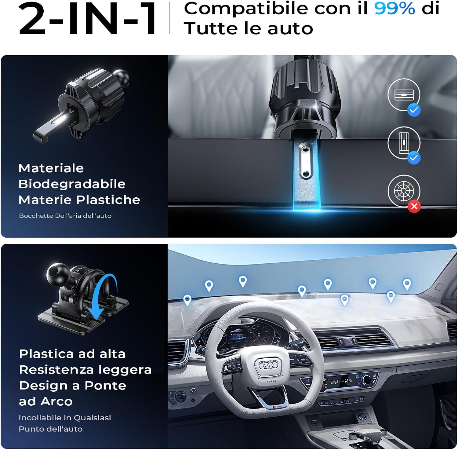 LISEN 15W Supporto Auto Magsafe [2025 N55 Magnete] [Stabile Senza Cadute] Porta iPhone Auto, Ricarica Veloce Supporto Magnetico Cellulare, Caricatore Wireless Accessori 17 per iPhone 16 15 14 13 12
