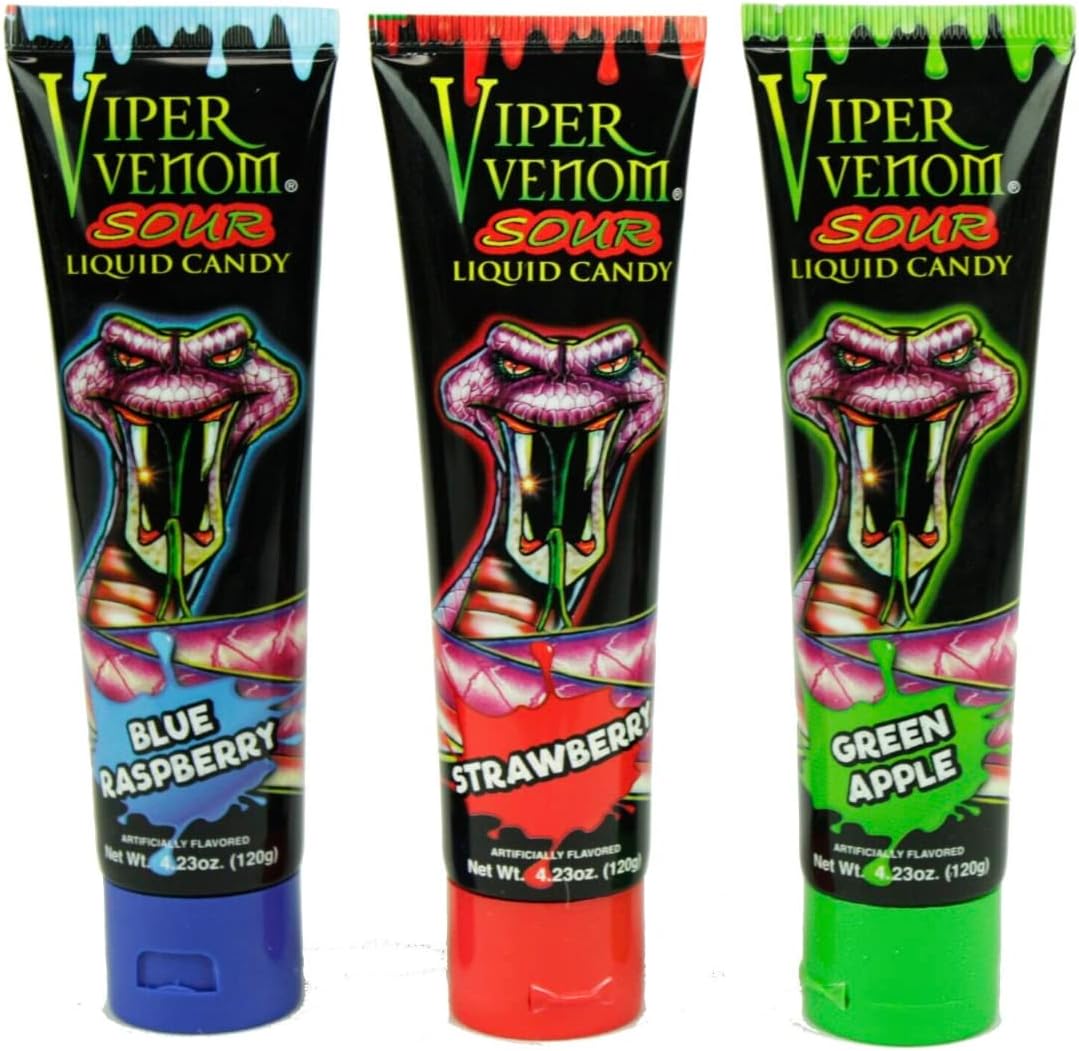 PKM CANDIES - 3 Pack Assorted Viper Venom Sour Squeeze Liquid Candy 3 Flavors