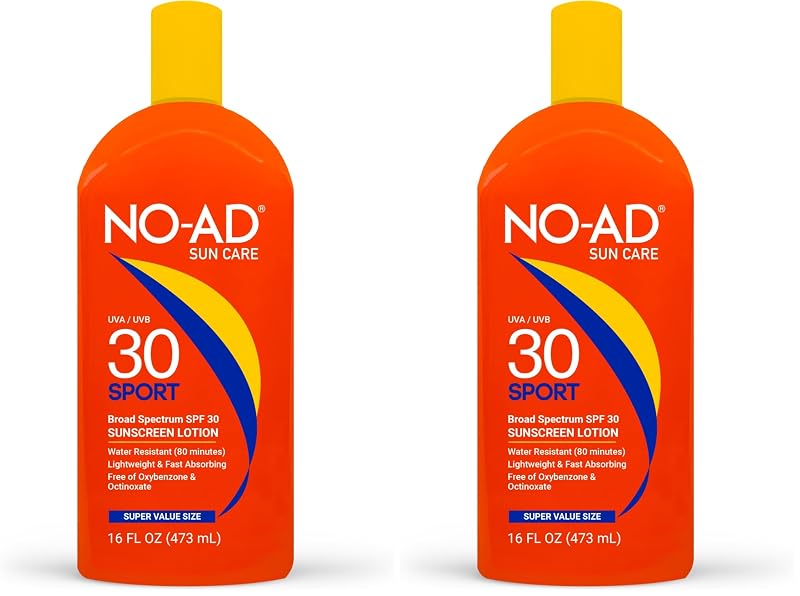 Protetor solar corporal NO-AD SPF 30 Sport, 473 mL, pacote com 2