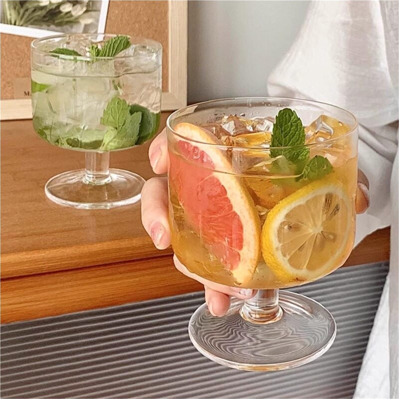 Juego de 2 copas de cóctel de tallo corto de 340 ml, vaso de jugo transparente for restaurante, hogar y bar Vaso para bebidas