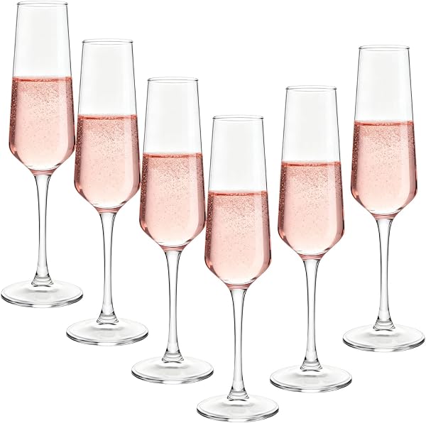 KIXINY Glass Champagne Flute Set of 6 Lead Free Durable Design