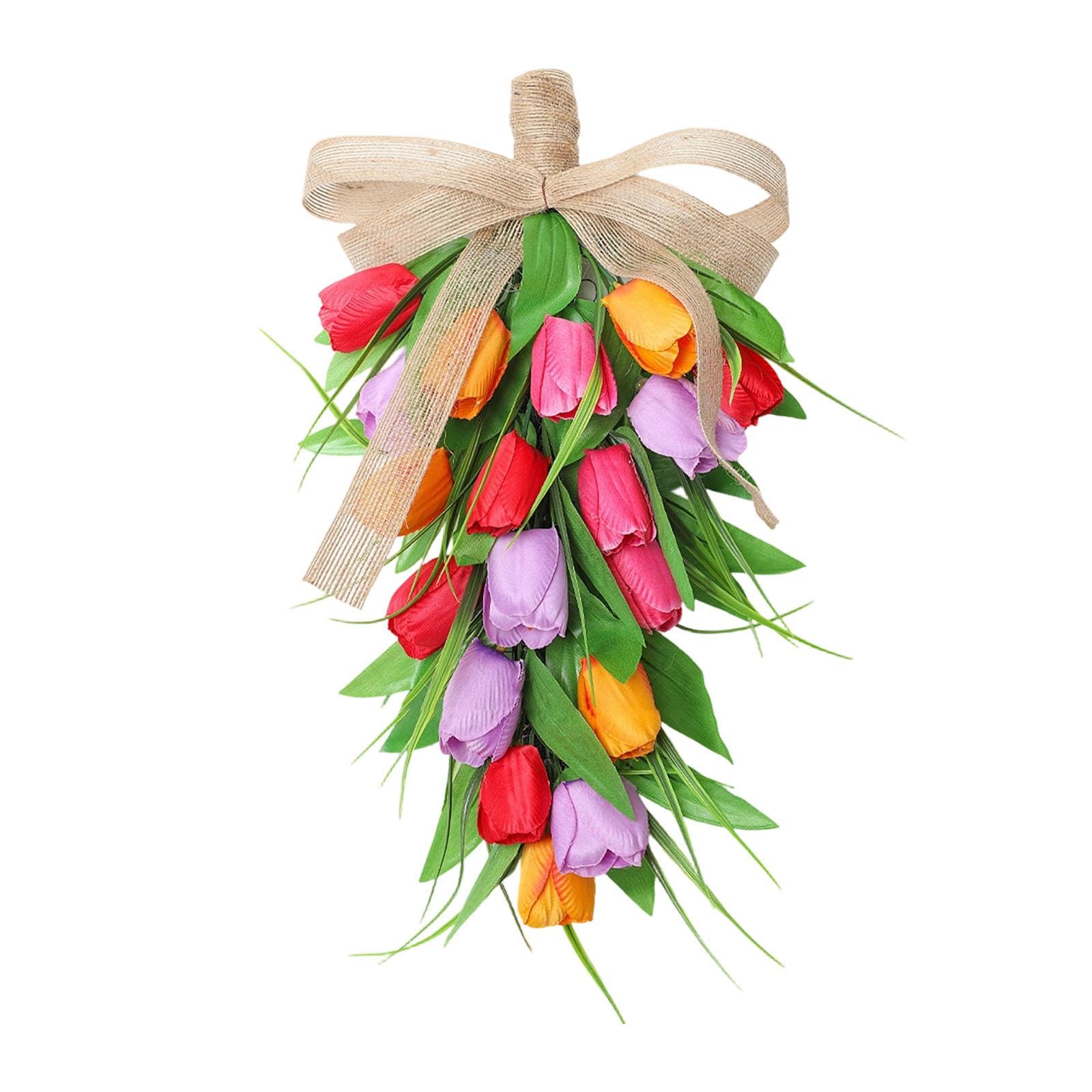 Guirlande de tulipes en larme artificielle rouge orange pour couronne de mariage rustique