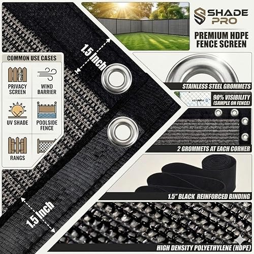 Miniatura 3 de EMERIT 90% Tela de sombra para patio, jardín, pérgola, toldo con ojales (gris, 10 x 14 pies)