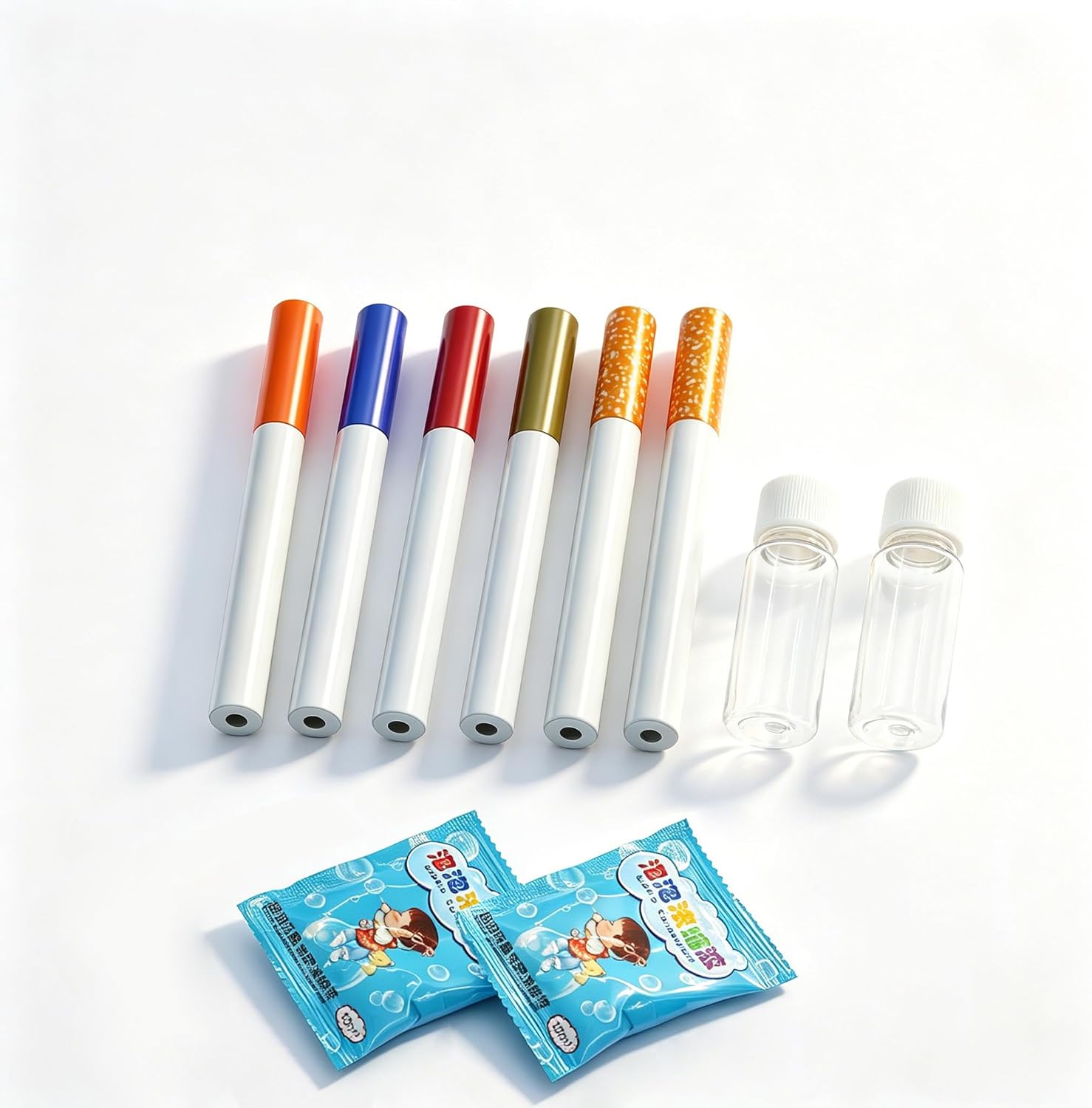 Bubble Cigarette Packs (2-Pack) – 6 Realistic Cigarette Bubble Blowers, Mini Cigarette Bubbles Maker for Stress Relief, Fun Party Gift for Adults