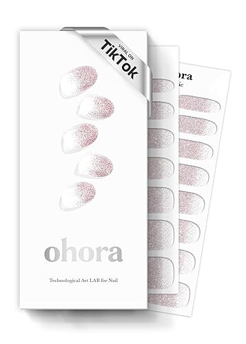ohora Tiras de uñas de gel semicuradas (N Basic Nails n. 3), color nude, purpurina, funciona con cualquier lámpara UVLED, calidad de salón, larga