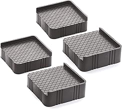 Plastic Square Footrest Pieces Multi Purpose use as Stand for Almirah, Furniture, Wardrobe, Refrigerator, Foot Legs Rest Bear, 450 Kg Load Bearing Capacity (Black Color)